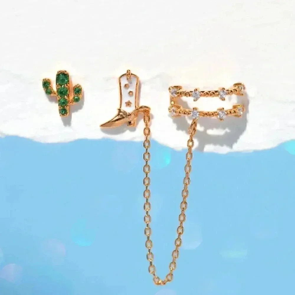 Rodeo Queen Ear Cuff + Stud Set in Gold